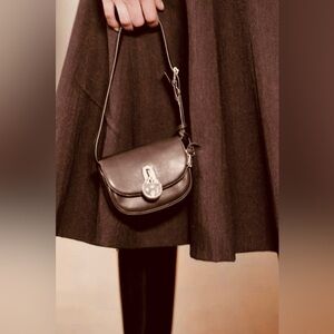 Ralph Lauren Collection Brown Italian Calf & Silver Accent Micro Shoulder Bag